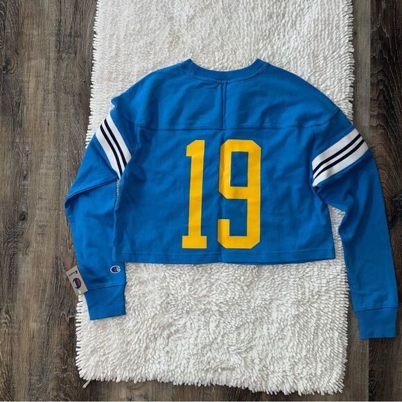 Champion Blue and Yellow Cropped Sweatshirt - Picture 2 of 4